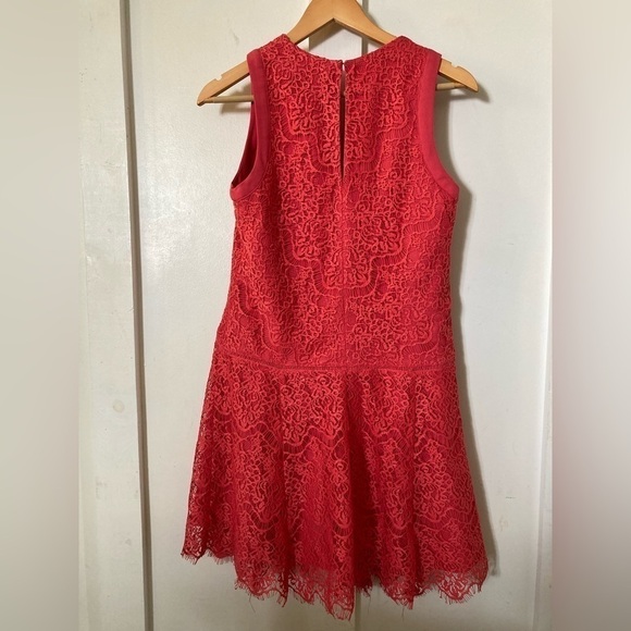 ADELYN Rae fit and flare sleeveless coral pink lace lined tie front dress Small - Picture 8 of 14